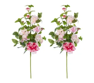 Glitzhome 28"H Set of 2 Pink Hydrangea Peony & Cherry Pick