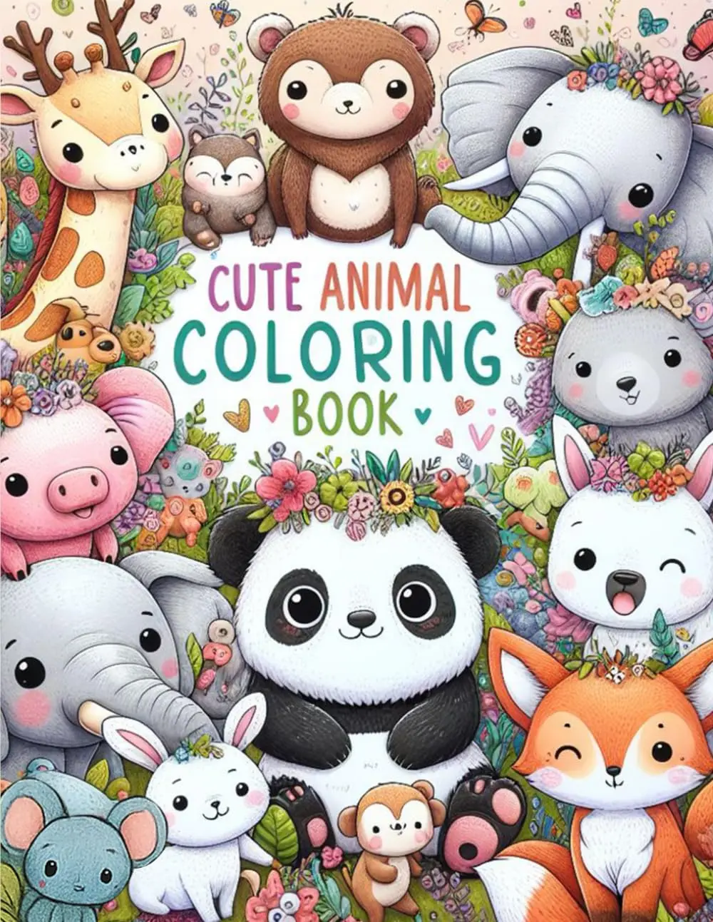 Cute Animals Coloring Book, Paperback
