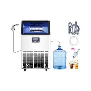 VEVOR Commercial Ice Maker Machine, 100lbs/24H Ice Maker Machine with 33lbs Storage Capacity, 45 Ice Cubes in 15 Minutes, LED Digital Freestanding Self-Cleaning for Bar Office Restaurant