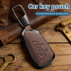 For VW Atlas Key Fob Cover genuine leather Car Remote Case Holder Keychain Compatible for Volkswagen Tiguan ID4 GTI MK8 Golf 2026 2025 2024