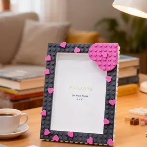 DIY Heart-Shaped Block Photo Frame Stand, Handmade Creative Mother's Day Gift, Perfect for Loved Ones, Unique Craft Activity