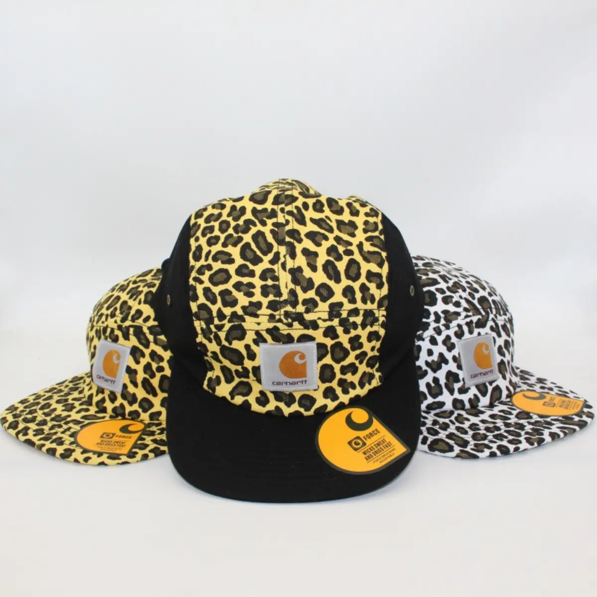 Carhartt Logo Patch Leopard Print Snapback Baseball Cap Unisex Adjustable Casual Outdoor Hat