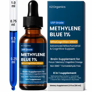 Methylene Blue Drops 2oz-MitoCognition Ultra+ 8-in-1 Pharmaceutical Grade 1% Solution Support Focus, Memory, Cognition and Energy–No Formaldehyde Third-Party Tested Brain Health Supplement for Humans