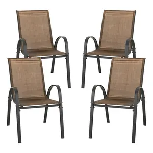 Patio Dining Chairs Set of 4, Outdoor Stackable Dining Chairs with High Back,All Weather Textilene Patio Chairs