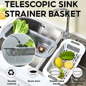 Adjustable Sink Drainer Basket, Drying & Washing Fruits & Utensils,  2025 1 Pcs Expandable Kitchen Utensil Organizer, Hollow Out Design to Drain, Organize & Wash Fruits & Vegetables, Apartment Accessories, Vegetable Basket, Dealsforyoudays
