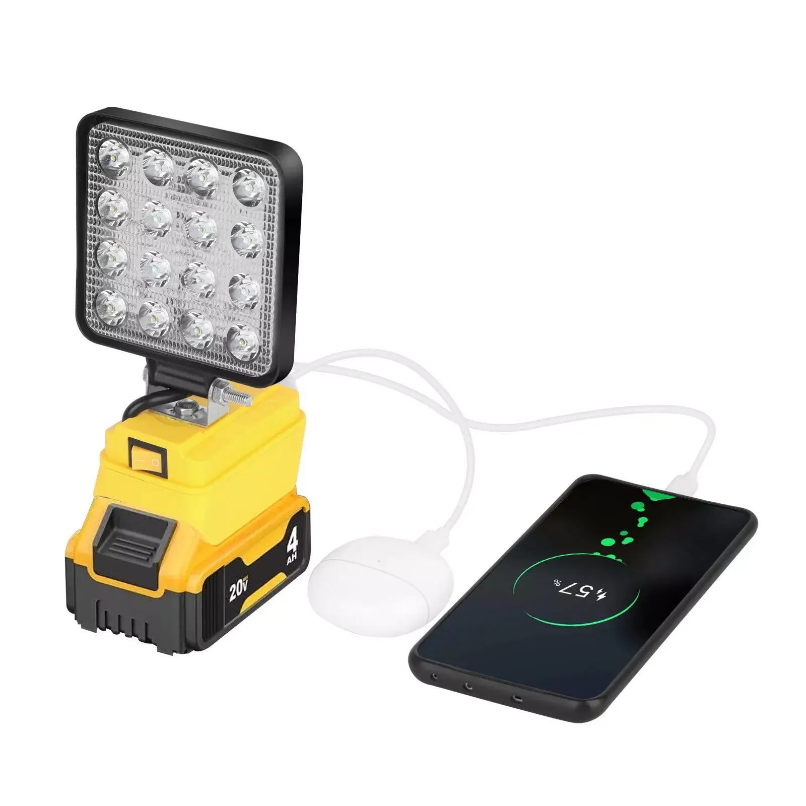 【DealsForYouDays】Cordless Led Work Light For De-walt 20V Battery, Portable Flood Light Flashlight
