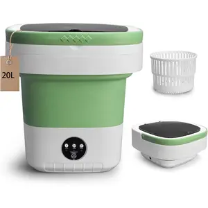 Portable Mini Washing Machine, 20L Upgraded Foldable Washer with Spin Basket, 3 Modes Deep Cleaning for  Clothes, Underwear & Socks,  for Apartment, Dorm, Hotel, Travel & Camping