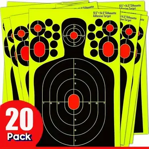 20pack Reactive Splatter Targets, Fluorescent Self-Adhesive Shooting Targets, 9.5x14.5 Inches, Durable Tear-Resistant Surface