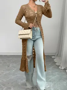 2026 New Women's Casual Slim Fit V-Neck Long Sleeve Knit Cardigan, Perfect for Dates, Daily Wear, Vacation, Spring Summer Fashion