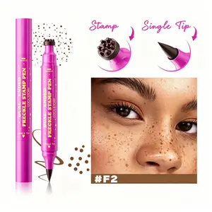 3-in-1 Dual-Ended Freckle Makeup Pen - Waterproof, Smudge-Proof, Long-Lasting Cosmetic Tool with 4 Brown Shades, Freckle Dotting Stamp & Eyeliner for Natural Sun-Kissed Look Duo