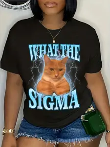 100% Cotton ERM, What The Sigma Meme Cat Y2K T-Shirt