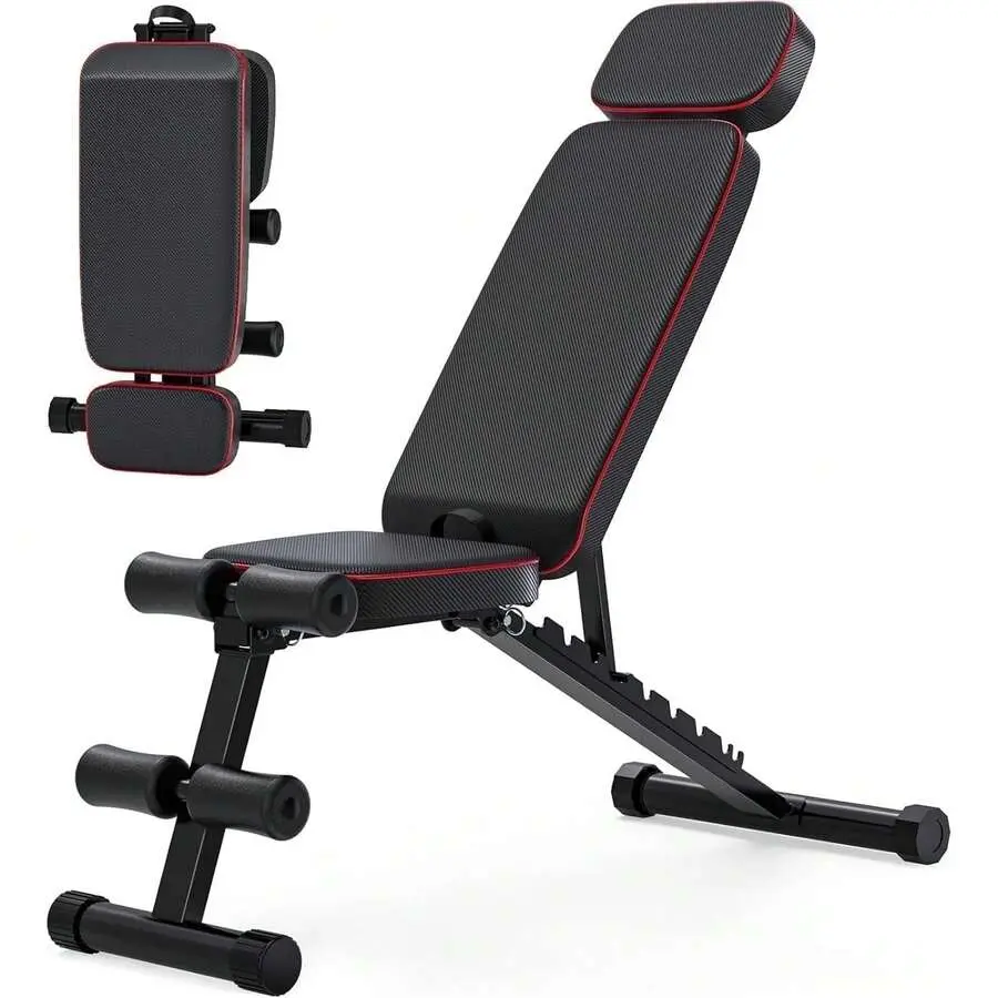 2025  9 Positions Adjustable Weight Bench, Foldable Workout Bench Weight Bench For Home Gym Full Body Strength Training, Support Up To 800lbs, Black