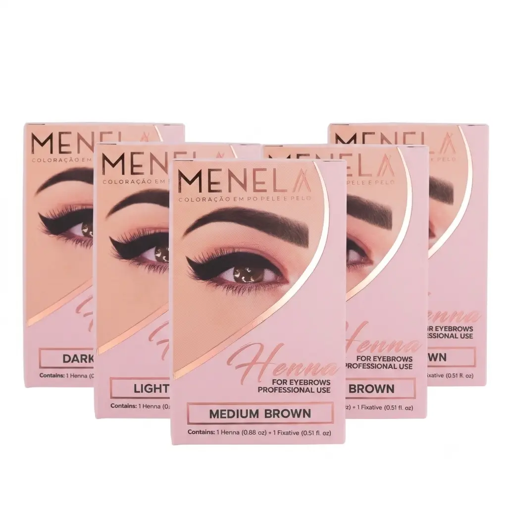 MENELA Hair & Skin Color Powder – 5 Shade Set (Dark Brown, Medium Brown, Light Brown, Black, Dark Blonde) – Natural Powder Coloring Kit