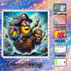 5D-DIY, velvet canvas, diamond art diamond painting pirate ship, cartoon characters, Diamond Painting Kits, AB diamonds, crystal diamonds, perfect home decor, handmade diamond art painting kit, special craft diamond art kit, Handicraft