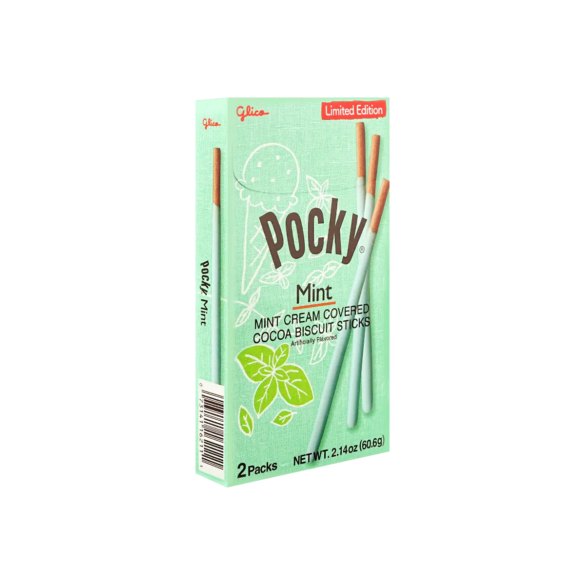 GLICO Mint Cocoa Pocky Cookie Sticks, 2.14oz