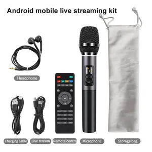 M2 Handheld Mic with Built-in Sound Card | Studio-Quality Sound for Singing, Live Streaming & Recording Portable Changer Handheld Microphone Voice Audio Smartphone Protection Black