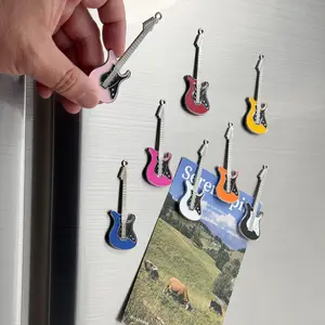 8 Guitar Higher End Fridge Magnets, Metal Instrument Refrigerator Magnets Set, Personalized Home Decor for Kitchen, Office Whiteboard, Dishwasher, Cabinet, Refrigerator Decorating Magnet