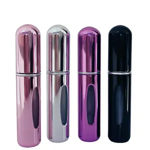4PCS 5ML Refillable Portable Mini Pocket Perfume Atomizer in Metallic Aluminium Canister for Travel Ideal Fragrance Gift Bottle Light