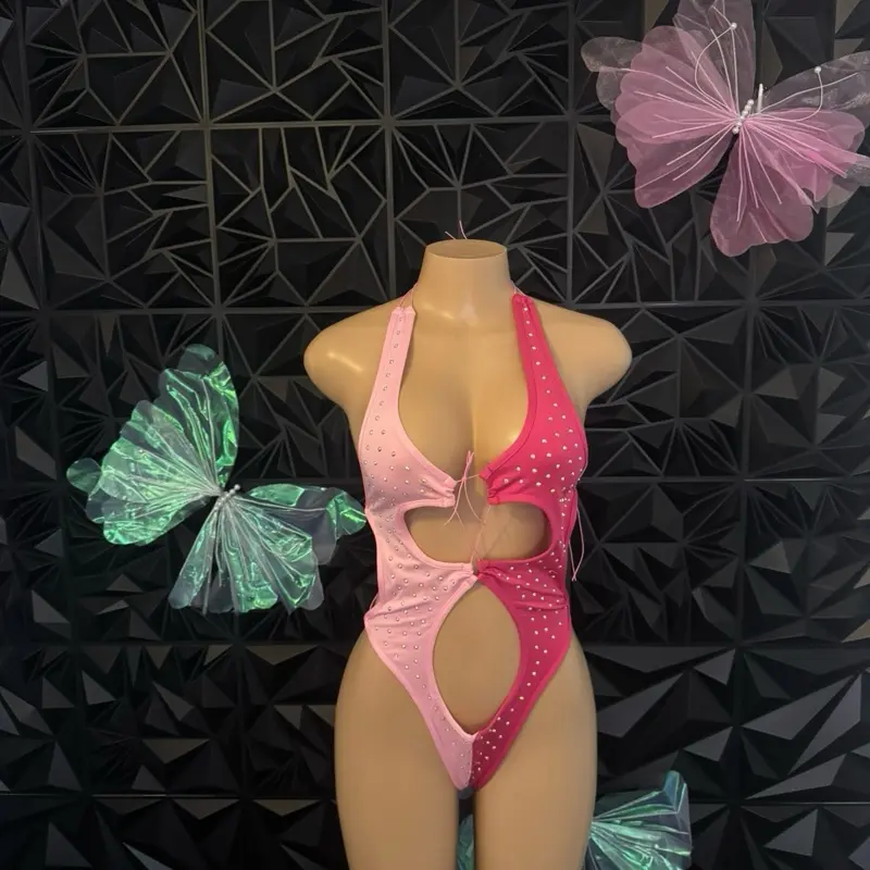 Pink bodysuit with diamonds