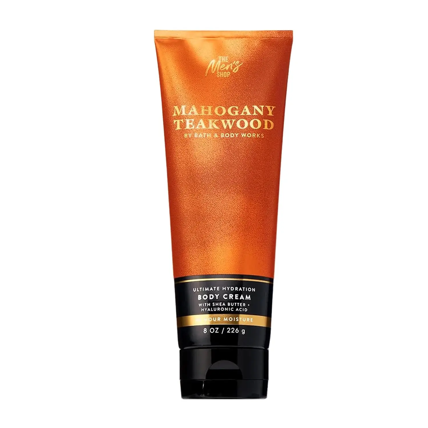 Bath and Body Mahogany Teakwood Body Cream for Men, Deep Hydrating Moisturizer with Shea Butter and Hyaluronic Acid for Dry Skin, Warm Woodsy Masculine Scent, 8 Ounce, 1 Pack