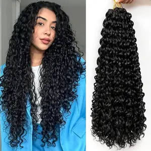 GoGo Curls 8 Packs Curly Crochet Hair GoGo Curl Synthetic Bohemian Crochet Braids Water Wave Hair Extensions for Women Natural Black Deep Wave Braiding Hair