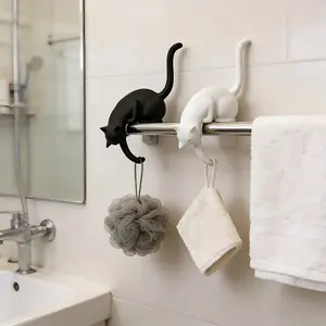 Funny Cat Inverted Storage Hook, Cat Shape Key Holder, Lightweight Object Hanger, Adds Fun to Home Decor, Ideal for Keys and Pendants, Wall Mount Hooks