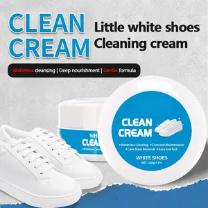 Multipurpose No-Wash White Shoe Cleaner Cream 160g with Built-in Sponge, Mild Gentle Non-Irritating Eco-Friendly Formula, Effective Stain Remover for Leather, Silicone & Car Interiors, Ideal for Shoes & Home Cleaning Care Footwear