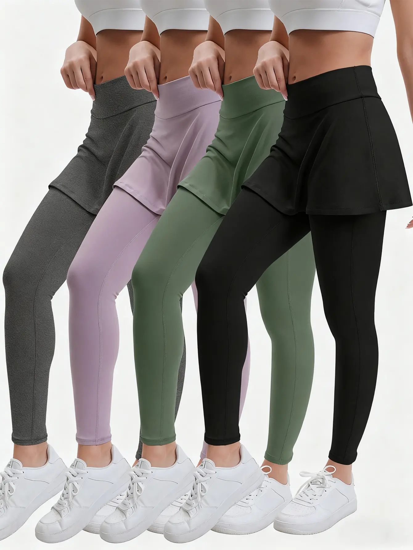 4 Pack Women's Skirted Leggings High Waisted Yoga Legging With Skirts &Women Tennis Skorts with Pockets Yoga Running Pickleball Athletic Skirt leggins gym summerwins,travel essentials,camping essentials