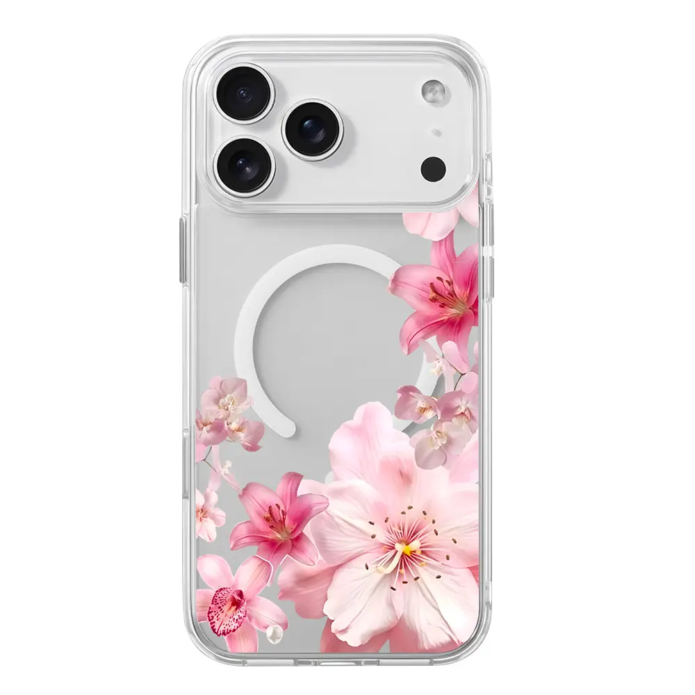 Floral Curve Pattern Wildflower MagSafe Phone Case for iPhone 17 16 15 14 13 12 11 Pro Max Air Plus Trendy Aesthetic Clear Shockproof Camera Protection Plastic Cover Gift Durable Transparent Smartphone Protective Casing Shell TMCX260423014 promax