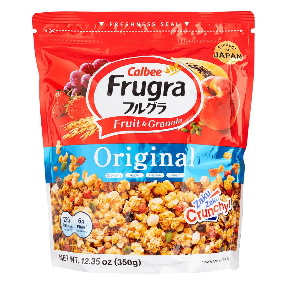 Calbee Frugra Fruit & Granola, Original (Strawberry, Apple, Papaya, Raisin), Reduced Sugar (Strawberry, Raisin) 350g Calbee Frugra Fruit & Granola, Original (Strawberry, Apple, Papaya, Raisin), Reduced Sugar (Strawberry, Raisin) 350g