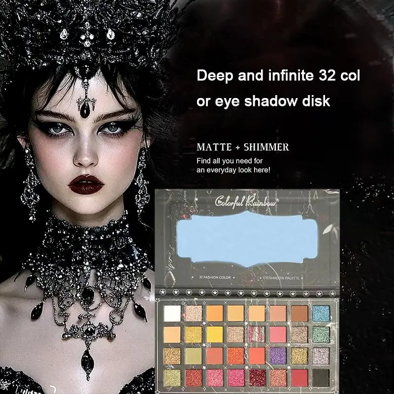 Colorful Rainbow Magic Witch Glitter Shimmer Eyeshadow Palette - 32 Vibrant Glitter & Matte Shades for Dramatic Makeup Looks
