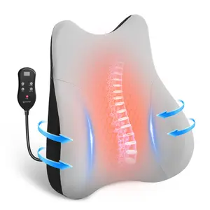 COMFIER Lumbar Support Pillow for Office Chair, Heated Back Support Pillow with 3 Vibration Modes & 3 Intensities, Ergonomic Back Support Cushion for Car,Recliner,Gaming Chair