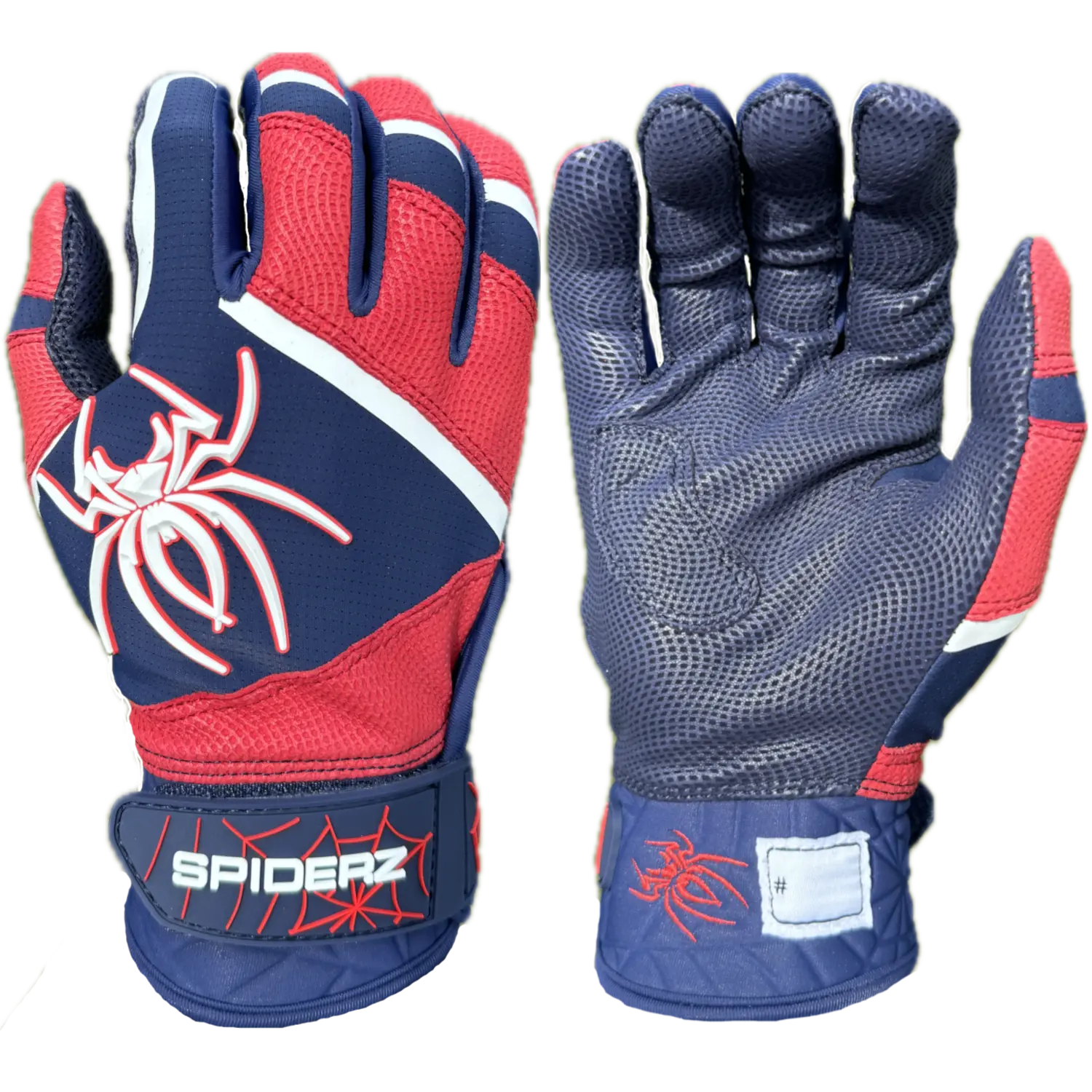 Spiderz PRO PREMIER Batting Gloves - Navy Blue/Red/White