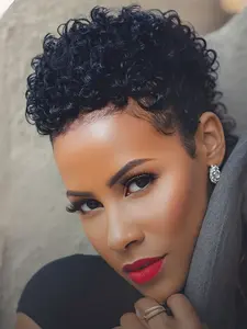 1 PC African Curl Short Wig, Synthetic Curly Wigs, Natural Looking Hair Extensions, Perfect for Daily Use & Special Occasions, High-Quality Synthetic Fiber