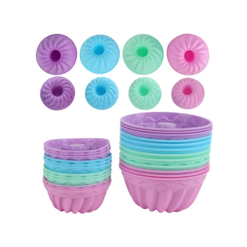 24 Pcs Food-Grade Flexible Silicone Baking Cups - Nonstick Pumpkin Cake/Soap Molds, Oven-Safe, Dishwasher-Safe, Heat-Resistant Fancy Dessert Pans, Bakeware Baking Tools for Kitchen Supplies, Weddings
