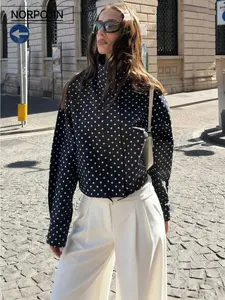 Women's Polka Dot Jacket, Fashion Loose-Fitting Long Sleeve Top with Zipper, Spring & Fall Clothing, Stylish Full Placket Design, Coats
