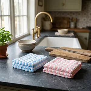 No-Lint Ultra Absorbent Kitchen Cloths, Durable Reusable Coral Fleece Dish Rag Replacement for Sponge Scrubber, Daily Kitchen Must-Have Cleaning Supplies