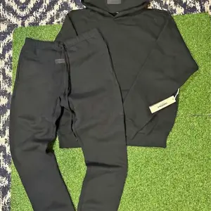 Ss22 sweatpants cuffed & hoodie Ess Bottom Casual Black Light dark cuffed buttons