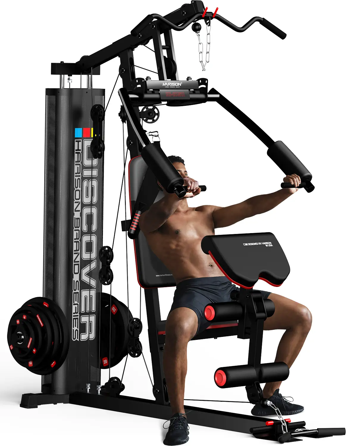 HARISON Full Body Workout Equipment with Pulley System, Weight Bench, Leg Press & Rowing Machine for Multifunctional Home（TKHR-G11511)