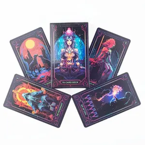 Neon Tarot Deck 78 Cards Table, Vibrant Artwork, Fun Vision Entertainment Game, Family Gathering Divination Tool, Tarot Reading, 4x2.36 Inch Size, Engaging and Intriguing