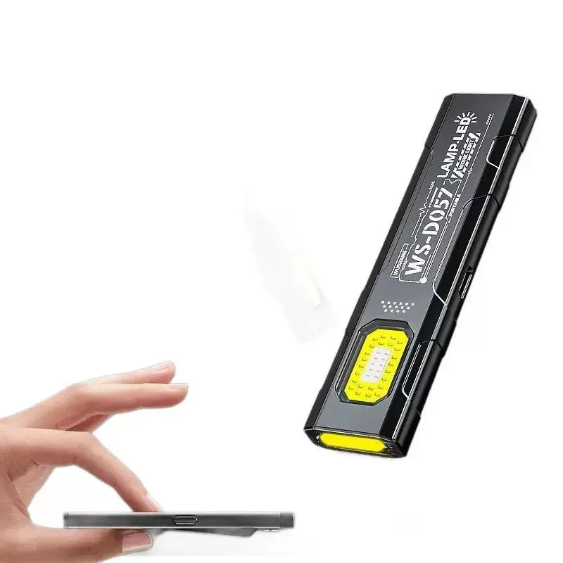 Flat Rechargeable LED Flashlight - Slim, Short, Compact Pocket EDC Light with Clip, Magnetic Base, USB-C Charging, Hands-Free Use for Night Walks, Outdoor Emergency, Slim Flat