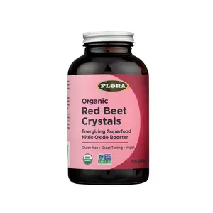 Flora Health Organic Red Beet Crystals, Nitric Oxide Booster, Vegan, Equals 5.5 lbs. of Red Beets, Pressed from Fresh Harvested Organic Beets, 7-oz. Powder