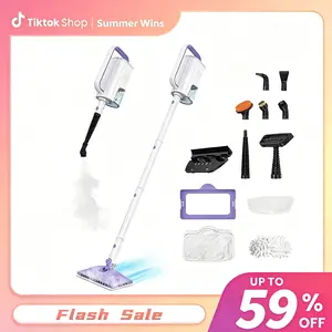 [SummerWins]Steam Mop 12-in-1 Floor Cleaner with Detachable Handheld Steamer for Walls, Grout, Floors, Tiles, Carpets & Grease. Includes Multi-Function Accessories Cleaning Tools Cleaning Set