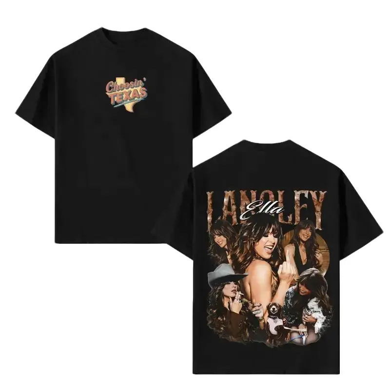 Graphic Short-Sleeve T-Shirt for Women, Vintage Washed Oversized Top in Soft Heavyweight Cotton, Ella Langley 'Choosin' Print, Southern Cowgirl Style