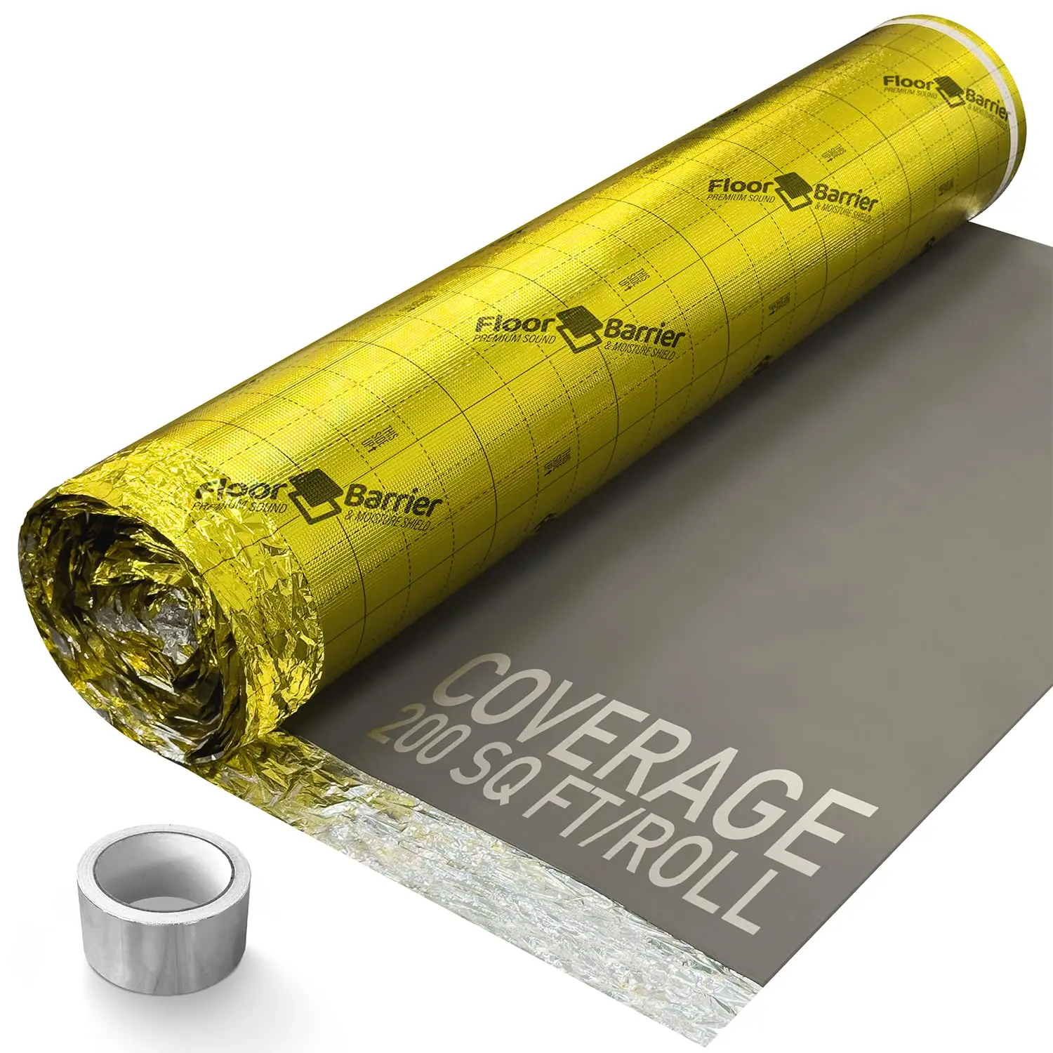 Shop Square Premium Floor Underlayment with Moisture Barrier - 200 sq ft Roll, 3mm Thick, Quiets Foot Traffic Noise