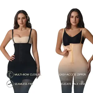 Firm Tummy Tucking Bodysuit with Adaptable Shoulder Band Butt Lifter Shapewear for Women Fajas Colombianas Comfort Sexy Girdle Highwaist Shaper Clothes full suit high compression full body romper stretch curve control hook zipper closure he booty buttlift
