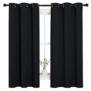 Blackout Curtains/Drapes for Bedroom Window (2 Panels, 42 inches Wide by 63 inches Long, Black)