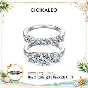CICIKALEO Moissanite Rings for Women 1CT Trilogy Wedding Set D VVS1 3 Stones Stackable Band 18K Gold Plated Lab-Created Hypoallergenic Engagement Promise Anniversary Gift Fine Formerly CICI GEMS R2 #Summervibes