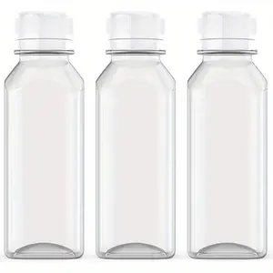 3pcs 12 Ounce Portable Juice Bottles with Caps - Mini Travel Containers for Juice, Milk, Sample - Ideal for Home, Office, Outdoor Camping, Hiking, Walking, Birthday Parties outdoorfun