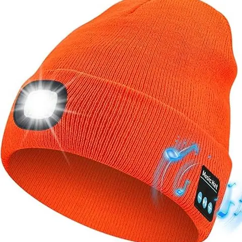 Bluetooth Beanie with a Light, Unisex USB Rechargeable 4 LED Fashlight Hat with Cordless Headphones, Unique Christmas Birthday Gifts for Men Him Husband Teen Black
